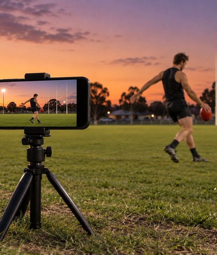 A phone on a tripod, side-on to a kicker